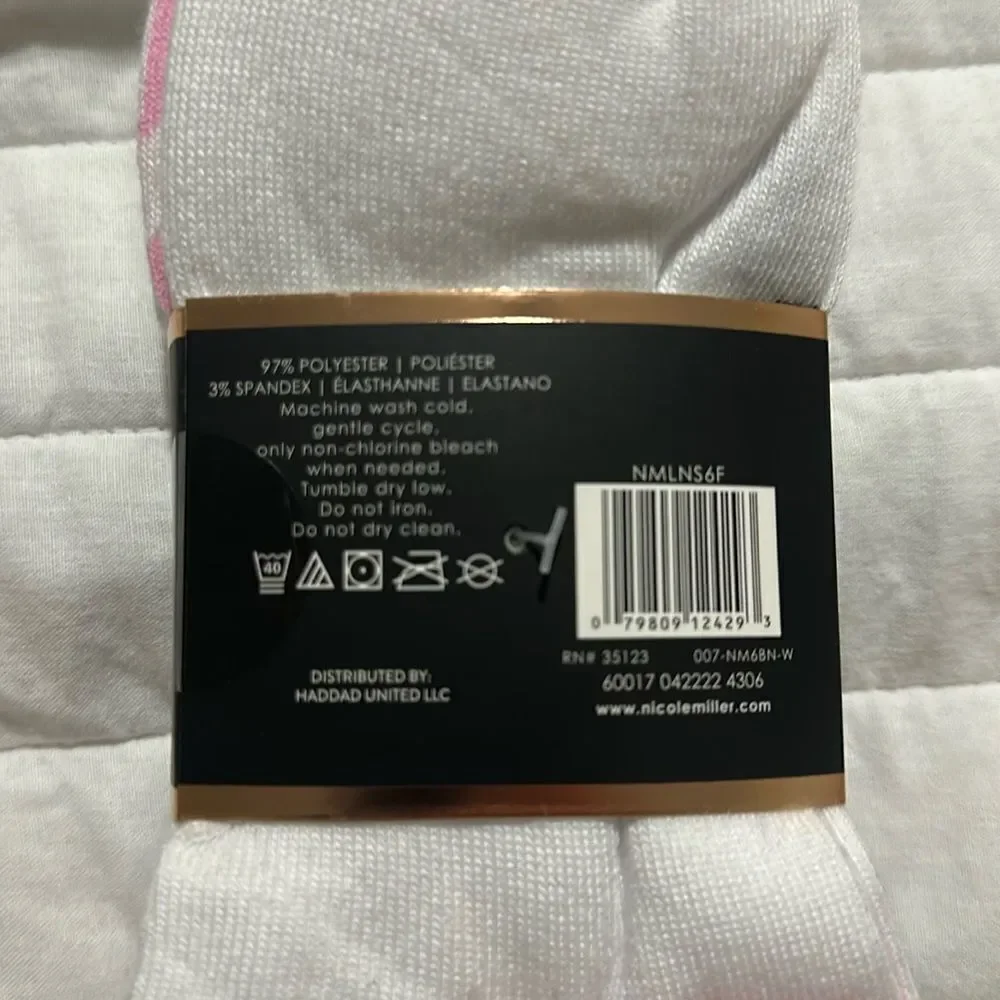 nicole miller Ladies 6 Pack No Show Ankle Socks White Pink Green Gray